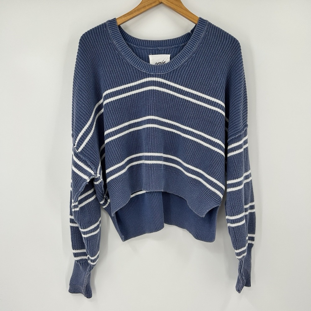 Aerie Boho Cottage Sweater Womens L Earthy Granola Nautical Fisherman Cotton